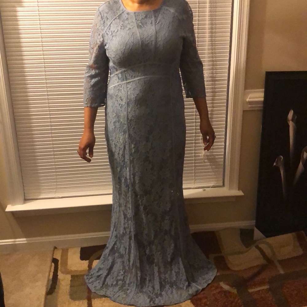 Blue floral lace gown